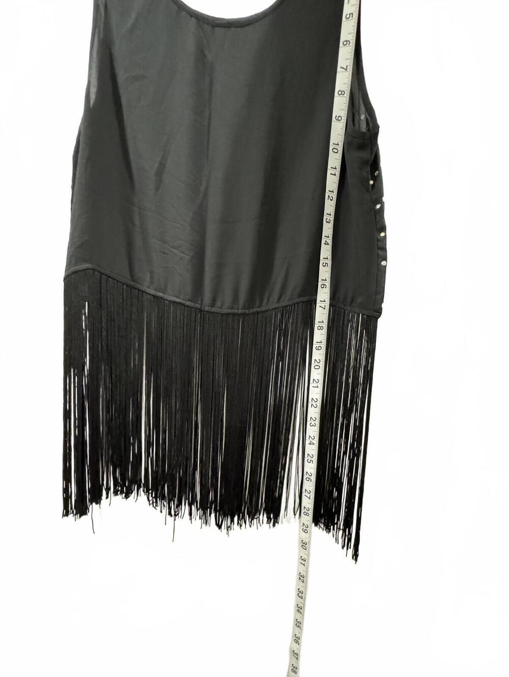 H&M Divided Black Studded Fringe Tank Top Boho Western Festival Size 8 - Picture 9 of 9
